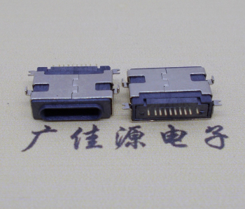 蘋(píng)果前插后貼沉板母座,全塑模頂usb連接器